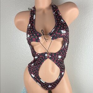 NEW Hello Kitty Faux Designer Super Sexy Bling Stripper Bodysuit OS